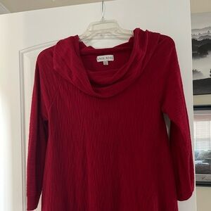 RED!!! Such a comfortable cowl neck top.